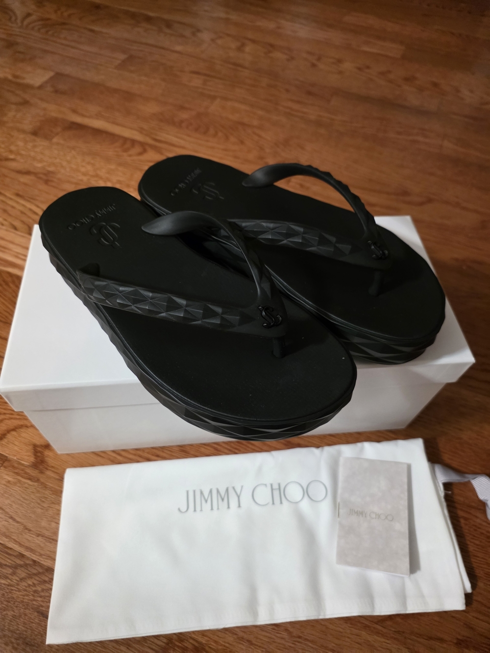 Jimmy Choo Black Platform Flip-Flop Sandals